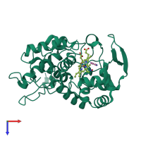 PDB entry 1aef coloured by chain, top view.