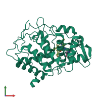 PDB entry 1aeg coloured by chain, front view.