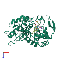PDB entry 1aeg coloured by chain, top view.