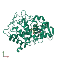 PDB entry 1aen coloured by chain, front view.