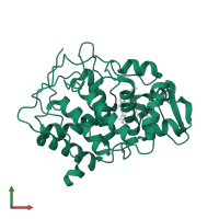 Cytochrome c peroxidase, mitochondrial in PDB entry 1aeo, assembly 1, front view.