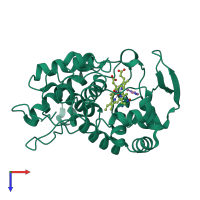 PDB entry 1aet coloured by chain, top view.