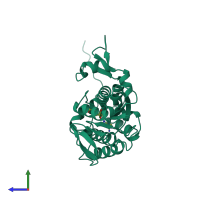 PDB entry 1af7 coloured by chain, side view.