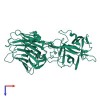 PDB entry 1af9 coloured by chain, top view.