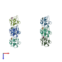 PDB entry 1afc coloured by chain, top view.