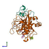 PDB entry 1afe coloured by chain, side view.