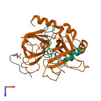 PDB entry 1afe coloured by chain, top view.