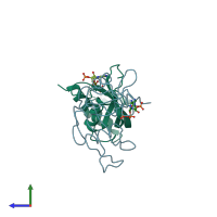 PDB entry 1afk coloured by chain, side view.