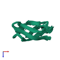 PDB entry 1afp coloured by chain, ensemble of 40 models, top view.