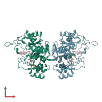 PDB entry 1afs coloured by chain, front view.