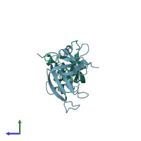 PDB entry 1afu coloured by chain, side view.