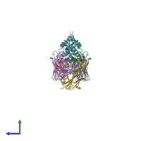 PDB entry 1afv coloured by chain, side view.