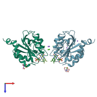 PDB entry 1ag9 coloured by chain, top view.