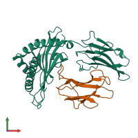 PDB entry 1agc coloured by chain, front view.