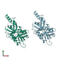 PDB entry 1agj coloured by chain, front view.