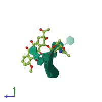 PDB entry 1agl coloured by chain, side view.