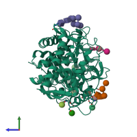 PDB entry 1agm coloured by chain, side view.
