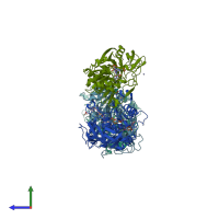 PDB entry 1agn coloured by chain, side view.