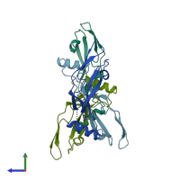 PDB entry 1agq coloured by chain, side view.