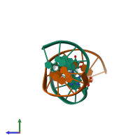 PDB entry 1agu coloured by chain, side view.