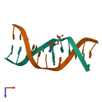 PDB entry 1agu coloured by chain, top view.