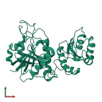 PDB entry 1agx coloured by chain, front view.