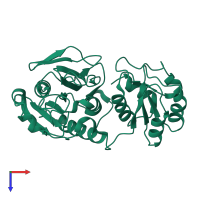 PDB entry 1agx coloured by chain, top view.