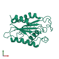 PDB entry 1agy coloured by chain, front view.