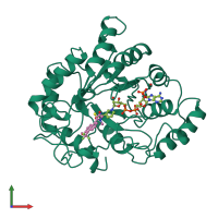 PDB entry 1ah3 coloured by chain, front view.