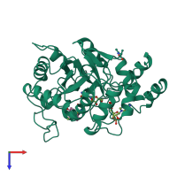 PDB entry 1ah3 coloured by chain, top view.