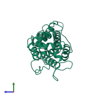 PDB entry 1ah7 coloured by chain, side view.