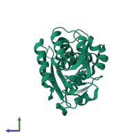 PDB entry 1aha coloured by chain, side view.