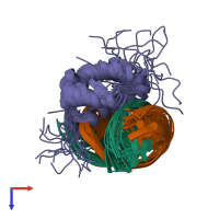PDB entry 1ahd coloured by chain, ensemble of 16 models, top view.