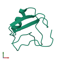 PDB entry 1aho coloured by chain, front view.
