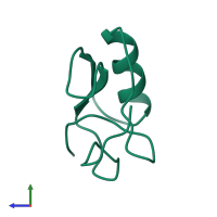 PDB entry 1aho coloured by chain, side view.