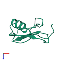 PDB entry 1aho coloured by chain, top view.