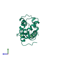 PDB entry 1ahr coloured by chain, side view.
