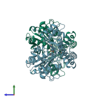 PDB entry 1ahy coloured by chain, side view.