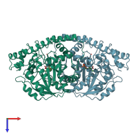PDB entry 1ahy coloured by chain, top view.