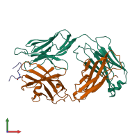 PDB entry 1ai1 coloured by chain, front view.