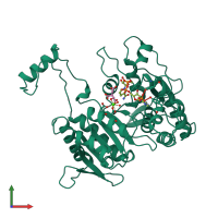 PDB entry 1ai2 coloured by chain, front view.