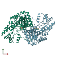 PDB entry 1aia coloured by chain, front view.