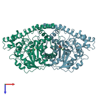 PDB entry 1aia coloured by chain, top view.