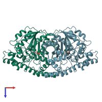 PDB entry 1aib coloured by chain, top view.