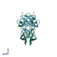 PDB entry 1aid coloured by chain, side view.