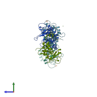 PDB entry 1aih coloured by chain, side view.