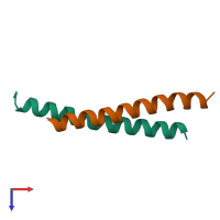 PDB entry 1aik coloured by chain, top view.