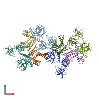 PDB entry 1aip coloured by chain, front view.