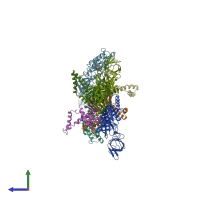 PDB entry 1aip coloured by chain, side view.