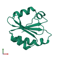 PDB entry 1aiu coloured by chain, front view.